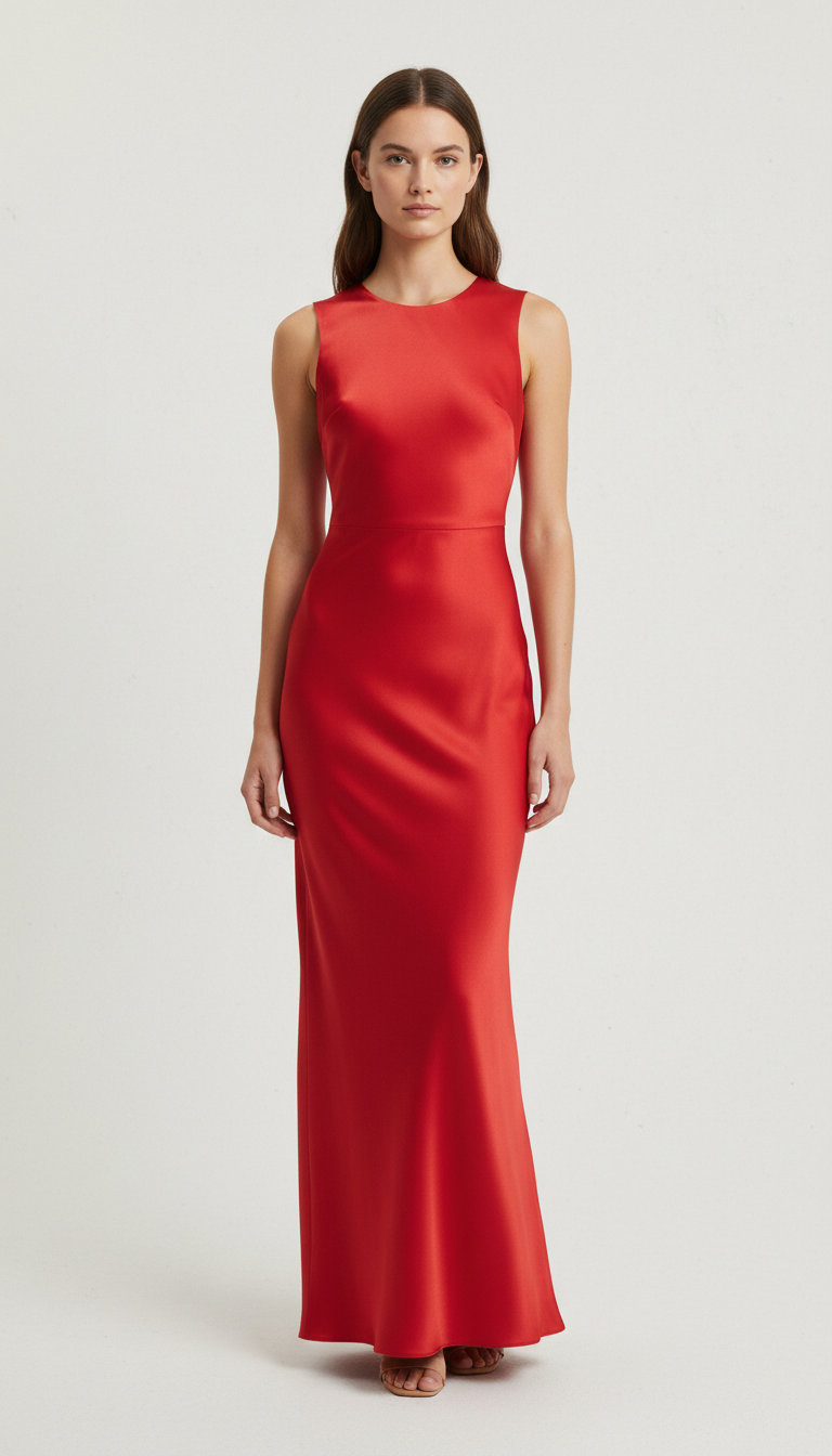 robe midi soie rouge vif