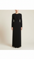 robe longue crêpe noir graphique
